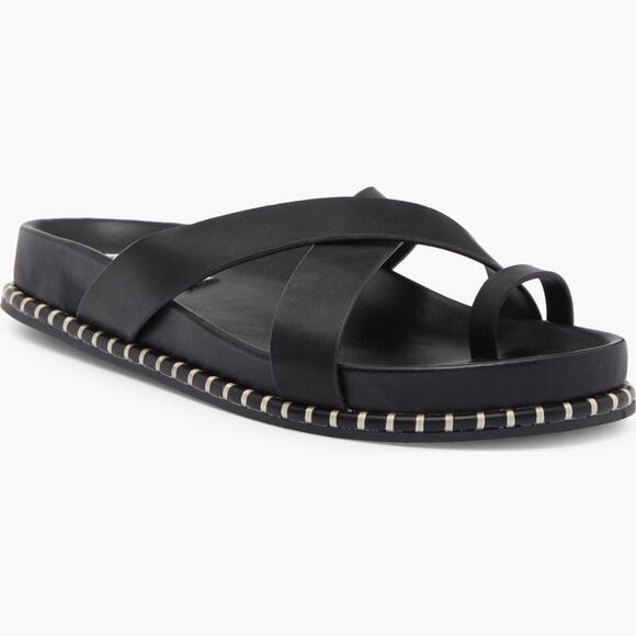 Steve Madden Shoes - Steve Madden 10 Vienna Black Crisscross Leather Slide Sandals